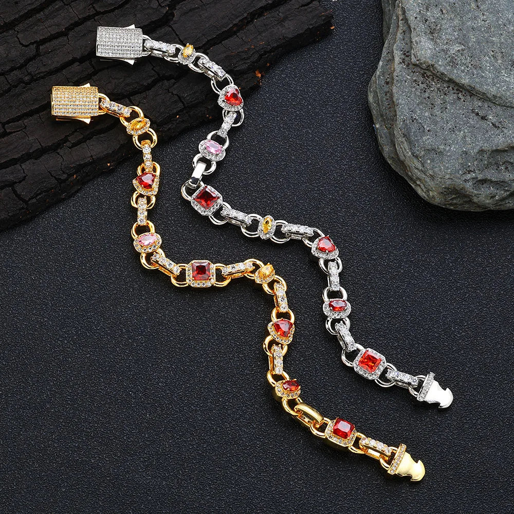 Colorful Zircon Bracelet Jewelry Fashion 18K Plated Gold