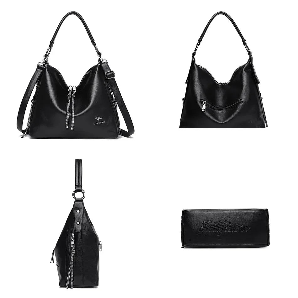 High Quality Leather Shoulder Bag Top-handle Casual Large Capacity Messenger Bag