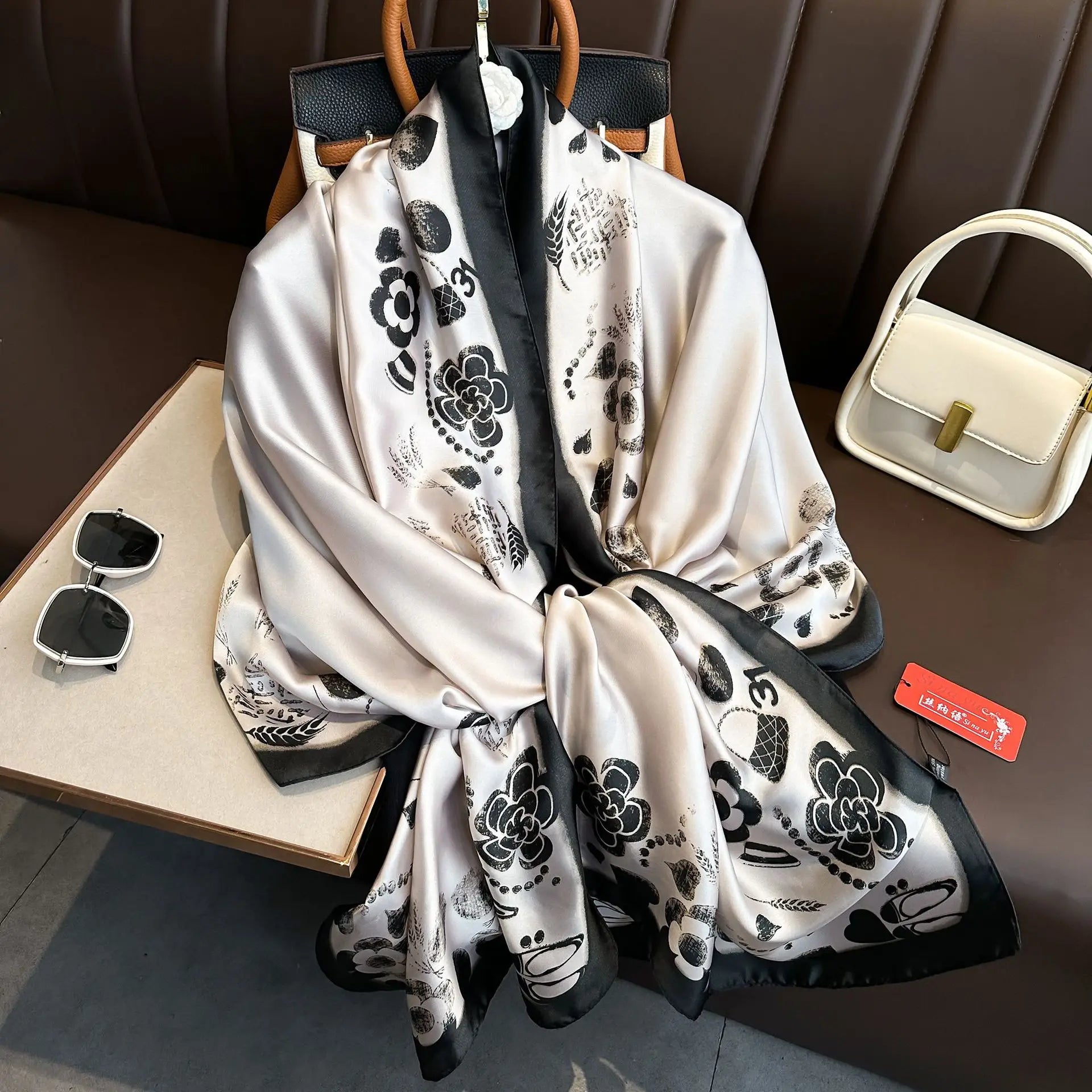 Luxury Brand Silk Scarves Women Fashion Print 180X90CM Long Silk Headscarf
