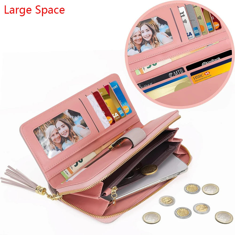 Latest Fashion Zipper Wallets large capacity Purses PU Leather Billfold Wallet