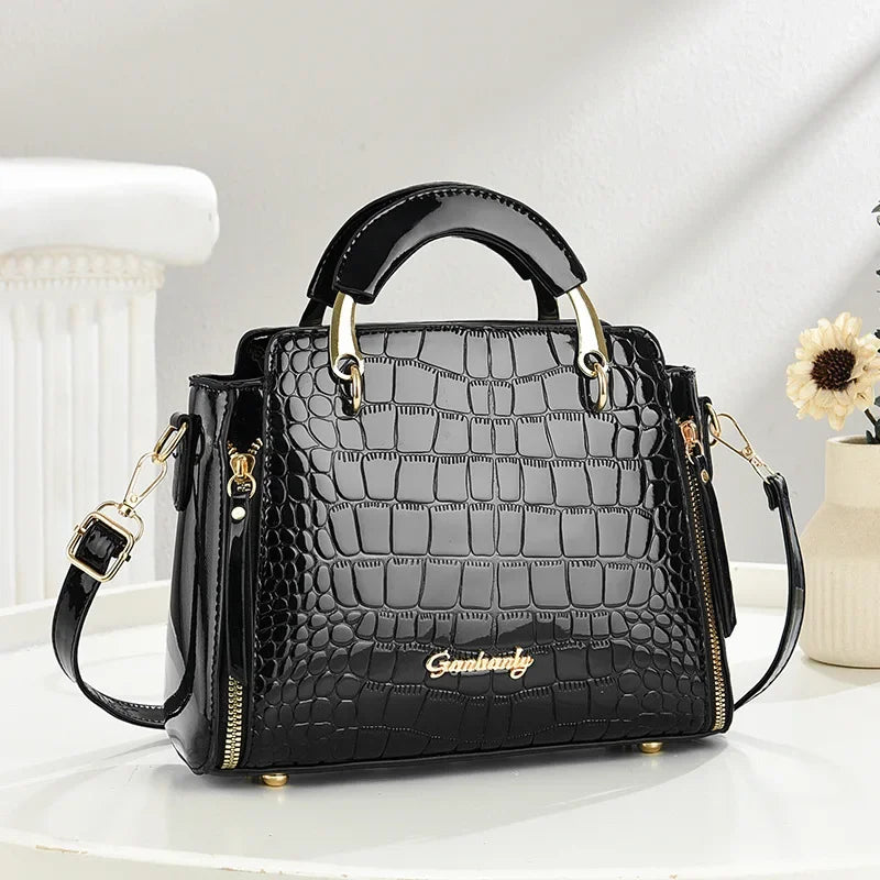 Fashionable Ladies Stone Pattern Printed Handbag Shoulder Bag