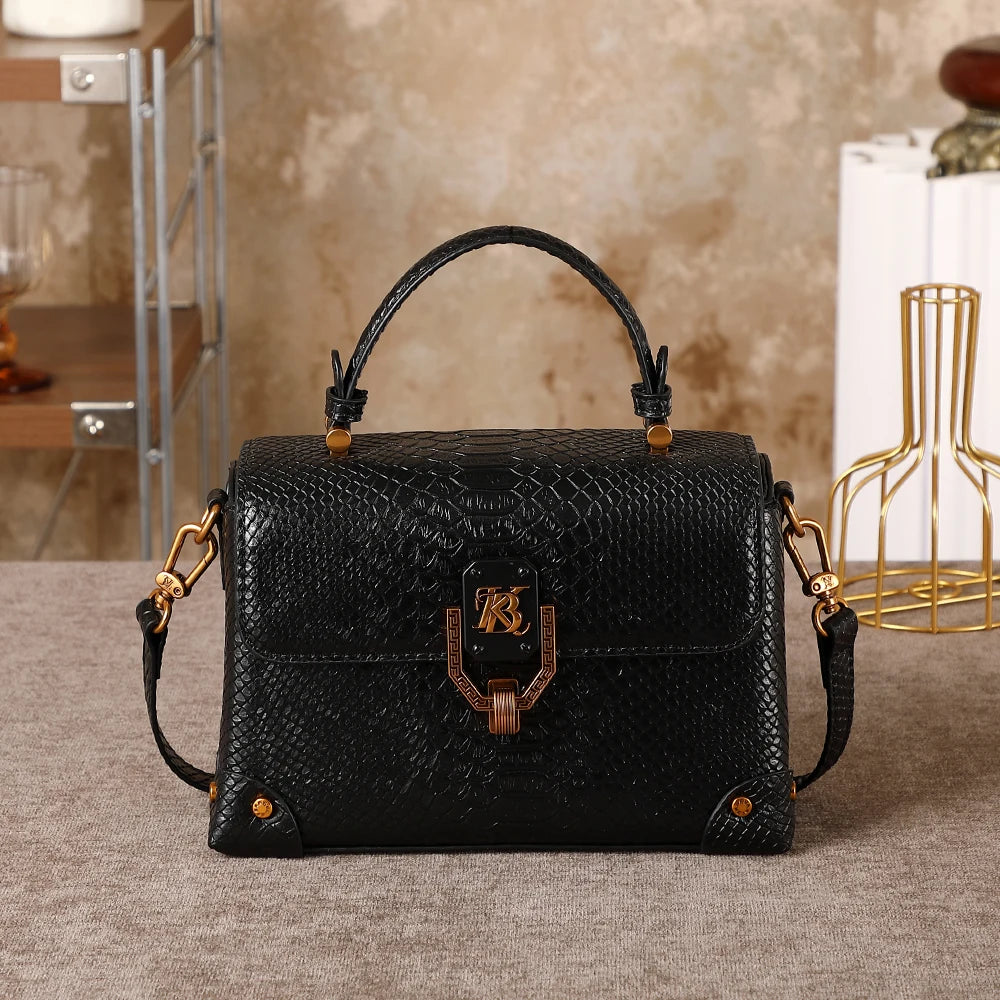 High-end style fashionable snake pattern shoulder crossbody bag