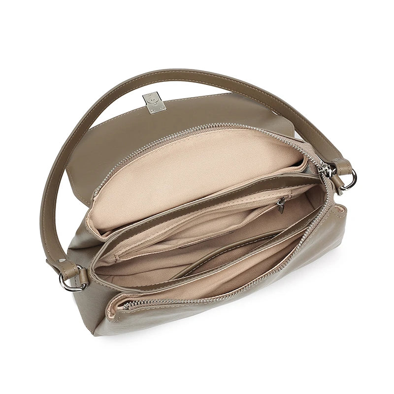 Genuine Leather Flap Shoulder Bag Underarm Handbags