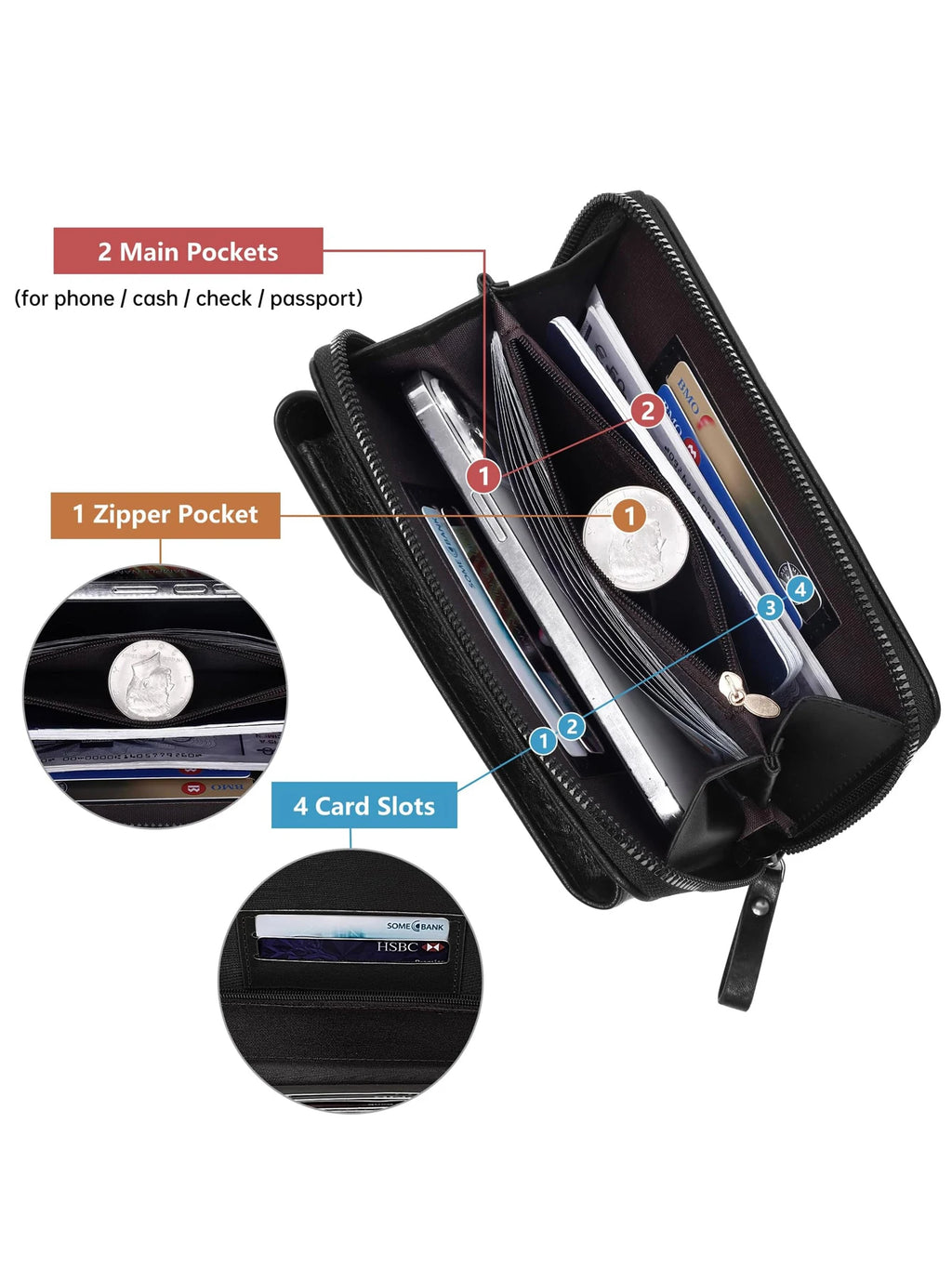 Multi functional retro style PU leather crossbody bag fashionable solid color phone bag