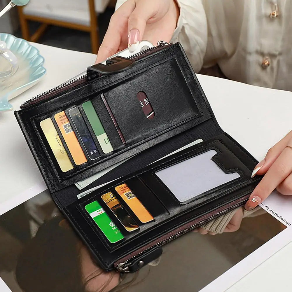Luxury Fashion PU Leather Long Wallet Women's Slim Clutch
