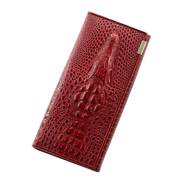 Long Zipper Pattern Leather Wallet Large Capacity Design