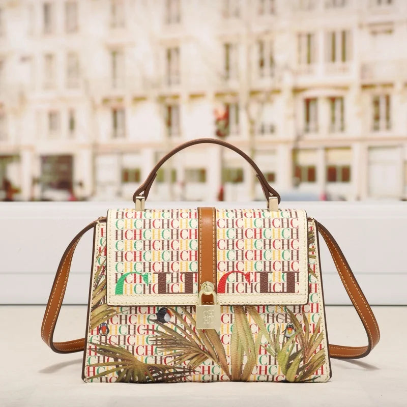 Unisex Tote Bag Versatile Women's Crossbody Shoulder Bag Square Retro Design