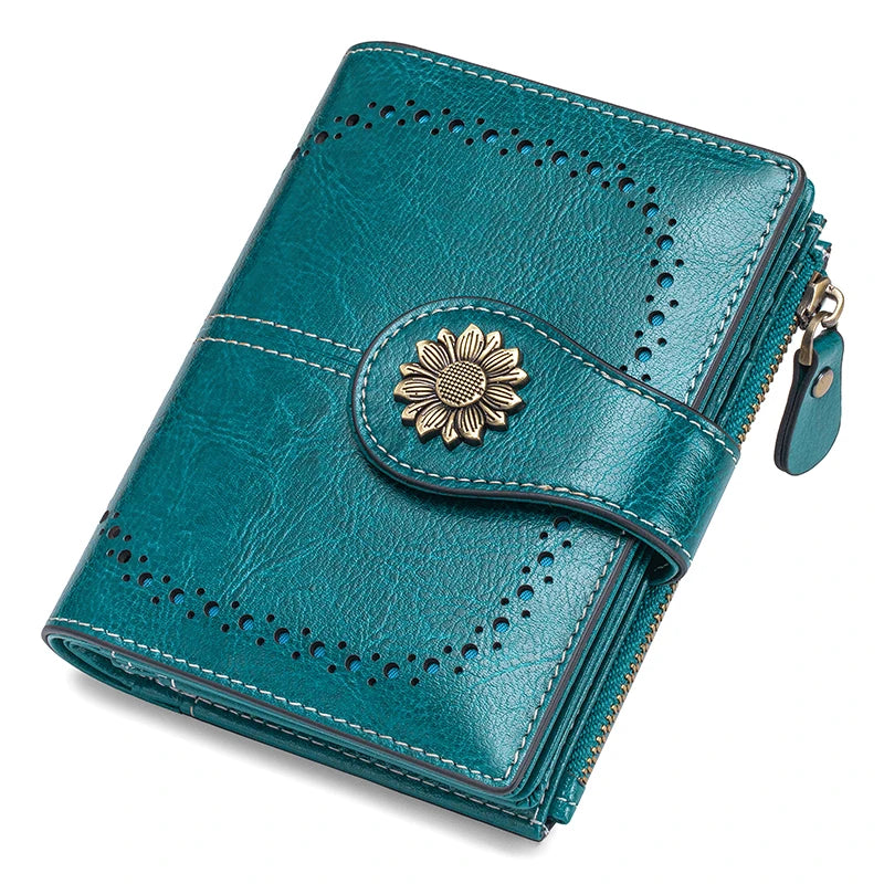 Genuine Leather RFID Wallet Women Clutch Credit Card Holder