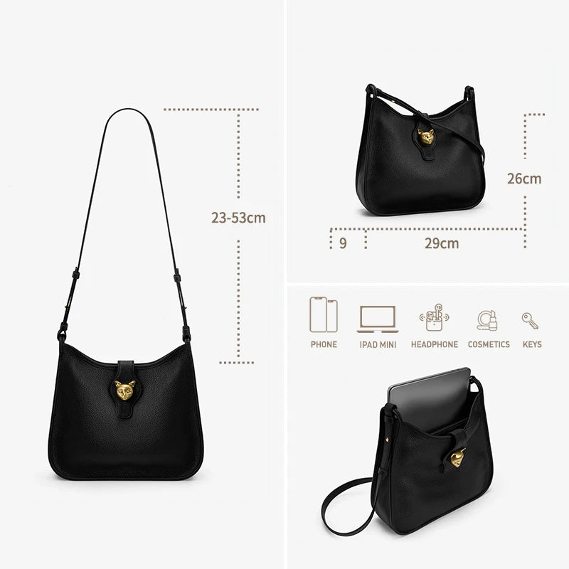 Natural Cattle Leather Bucket Bag Versatile & Chic