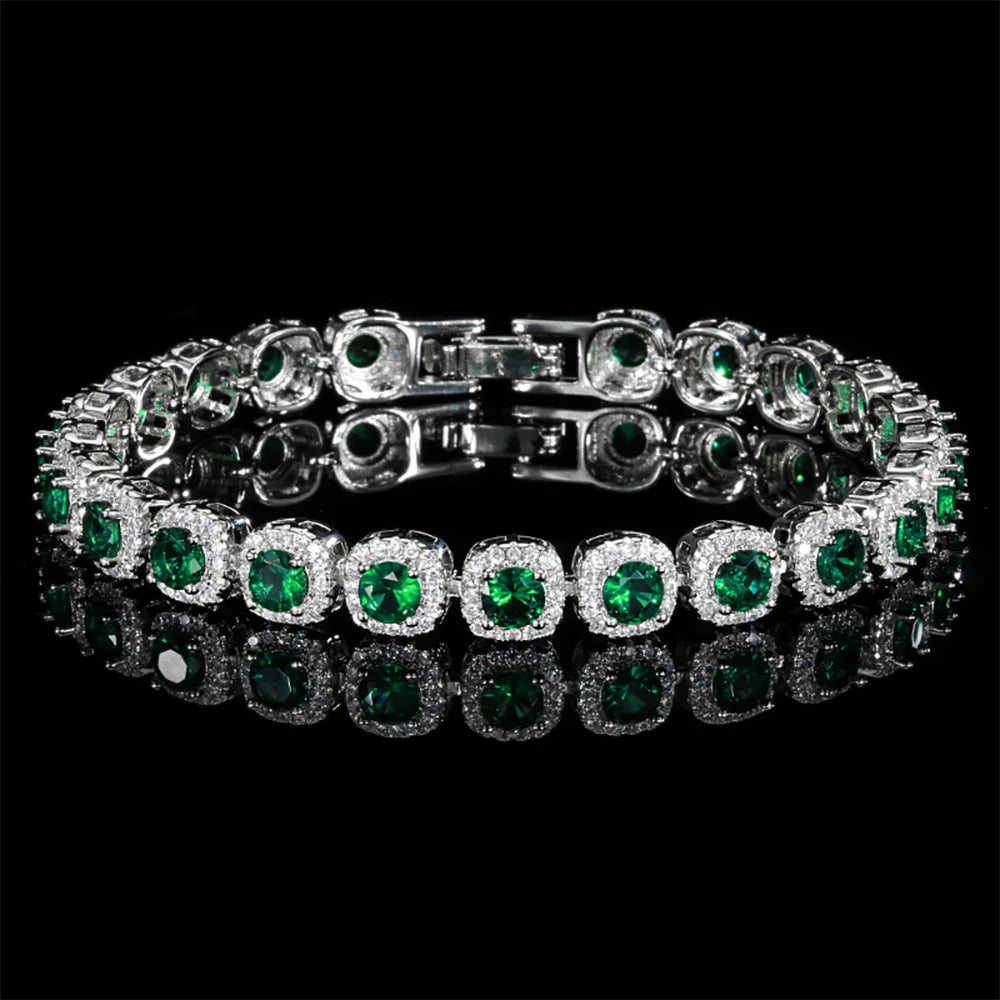 Retro 4*4mm Ruby Emerald Sapphire Bracelets for Women Gemstone Fine Jewelry