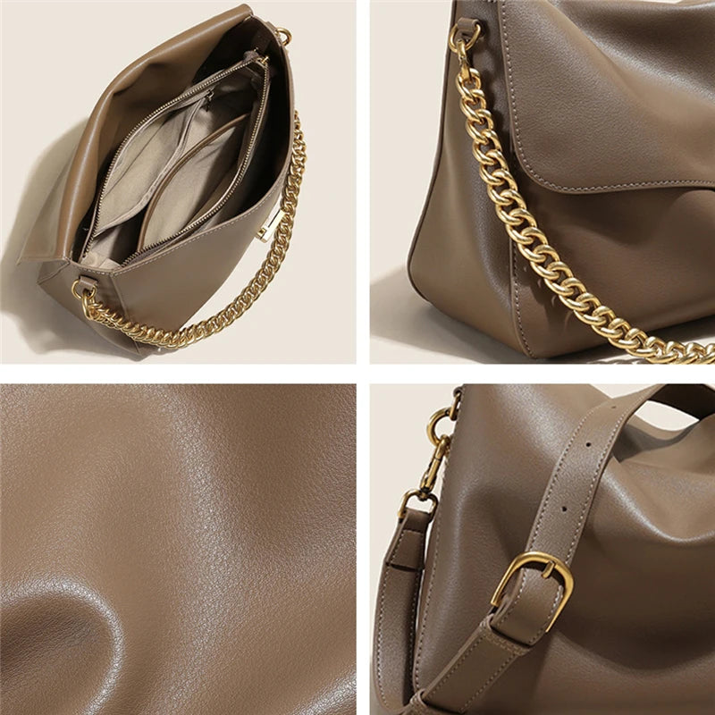 Genuine Leather Slouchy Satchels For Women Vintage Soft Bag