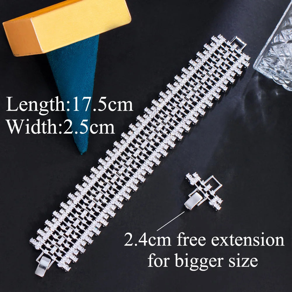 High End Genuine 5A Top Cubic Zirconia Stones Beautiful Big Bracelet Bangle