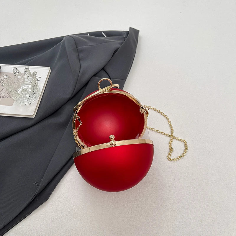Stylish Metal Ring Handle Fashion Handbag Evening Clutch Bag