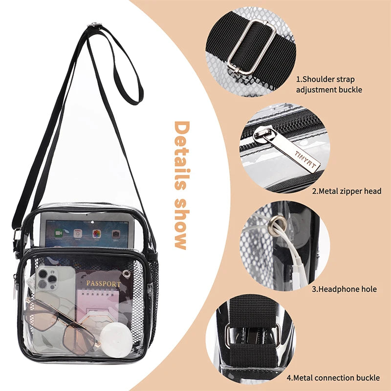 Lightweight Mesh Strap Waterproof Transparent PVC Bags for Cell Phone 9.7 inch iPad