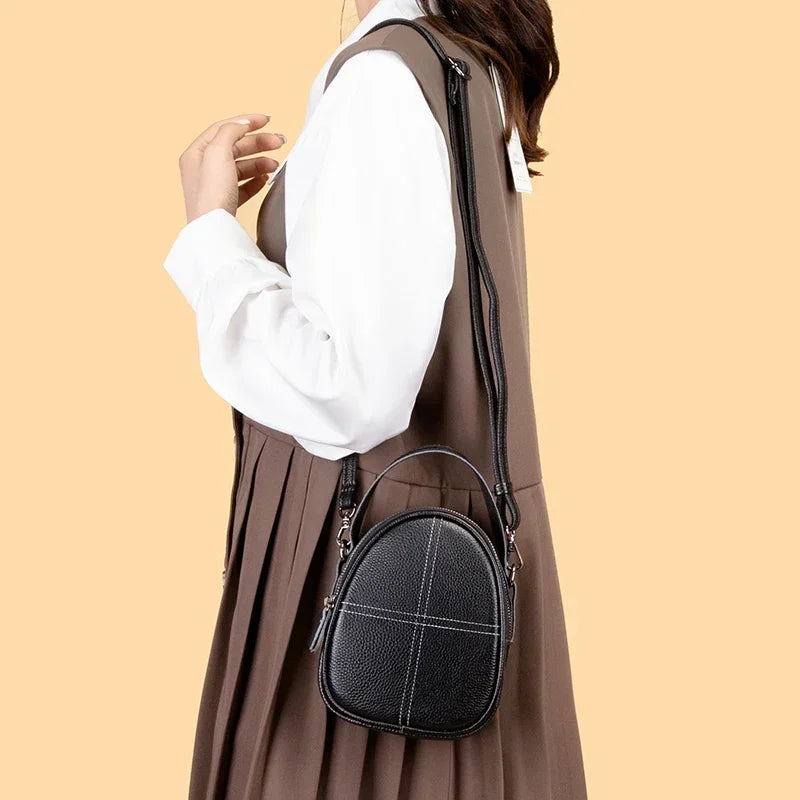 Fashionable High-end Texture Crossbody Bag Genuine Leather Mini Mobile Phone Bag