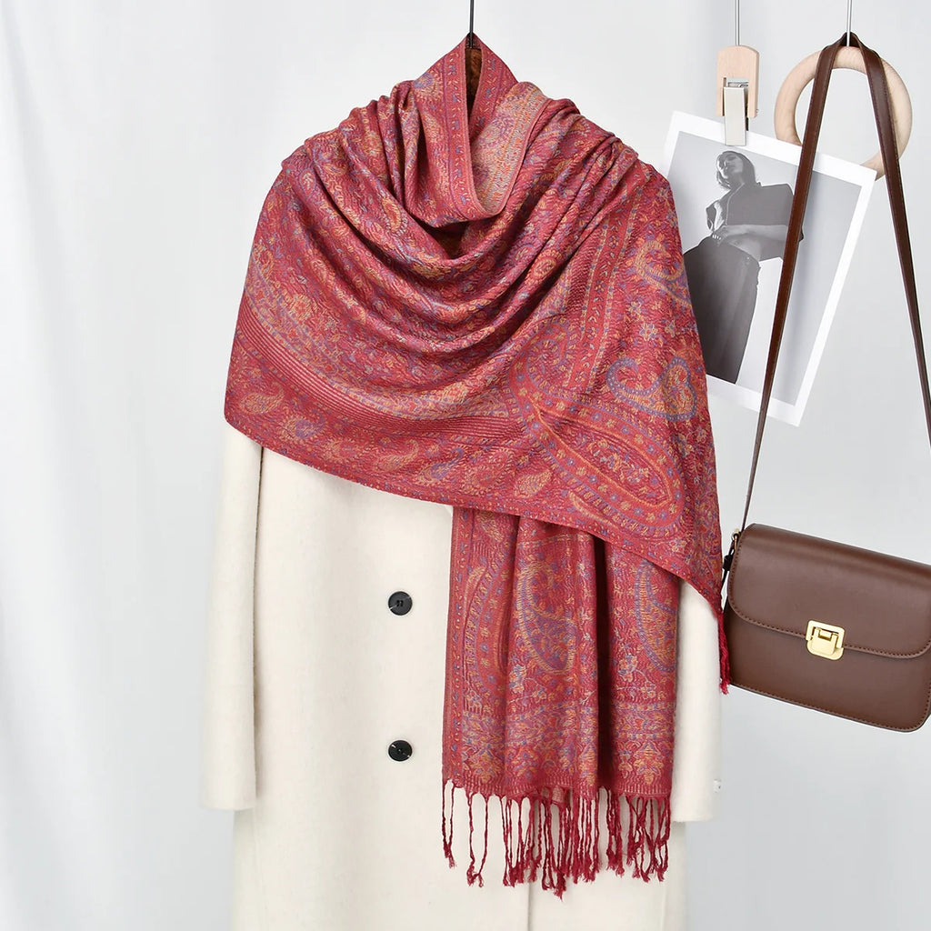 Paisley Embroidery Retro Cashew Cotton Scarf Wraps