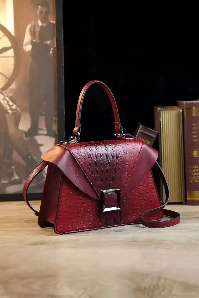 Luxury Design Cowhide High Quality Crocodile Print Handbag