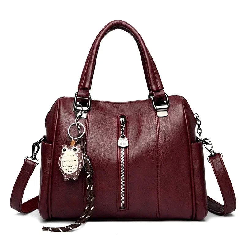 Luxury Design Top-Handle High Quality Leather Handbag Ladies Large Shoulder Bag