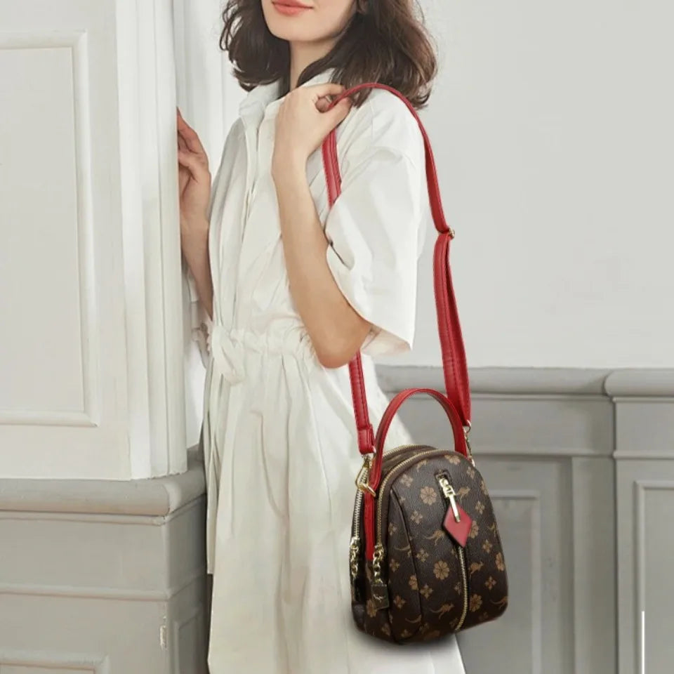Printed Leather Small Shoulder Phone Bag Crossbody Bag