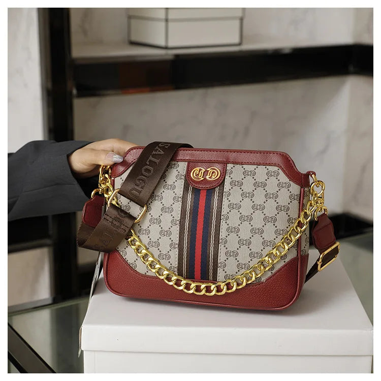 Fashionable Cool Women's Bag PU Leather Crossbody Shoulder Handbag Square Shape