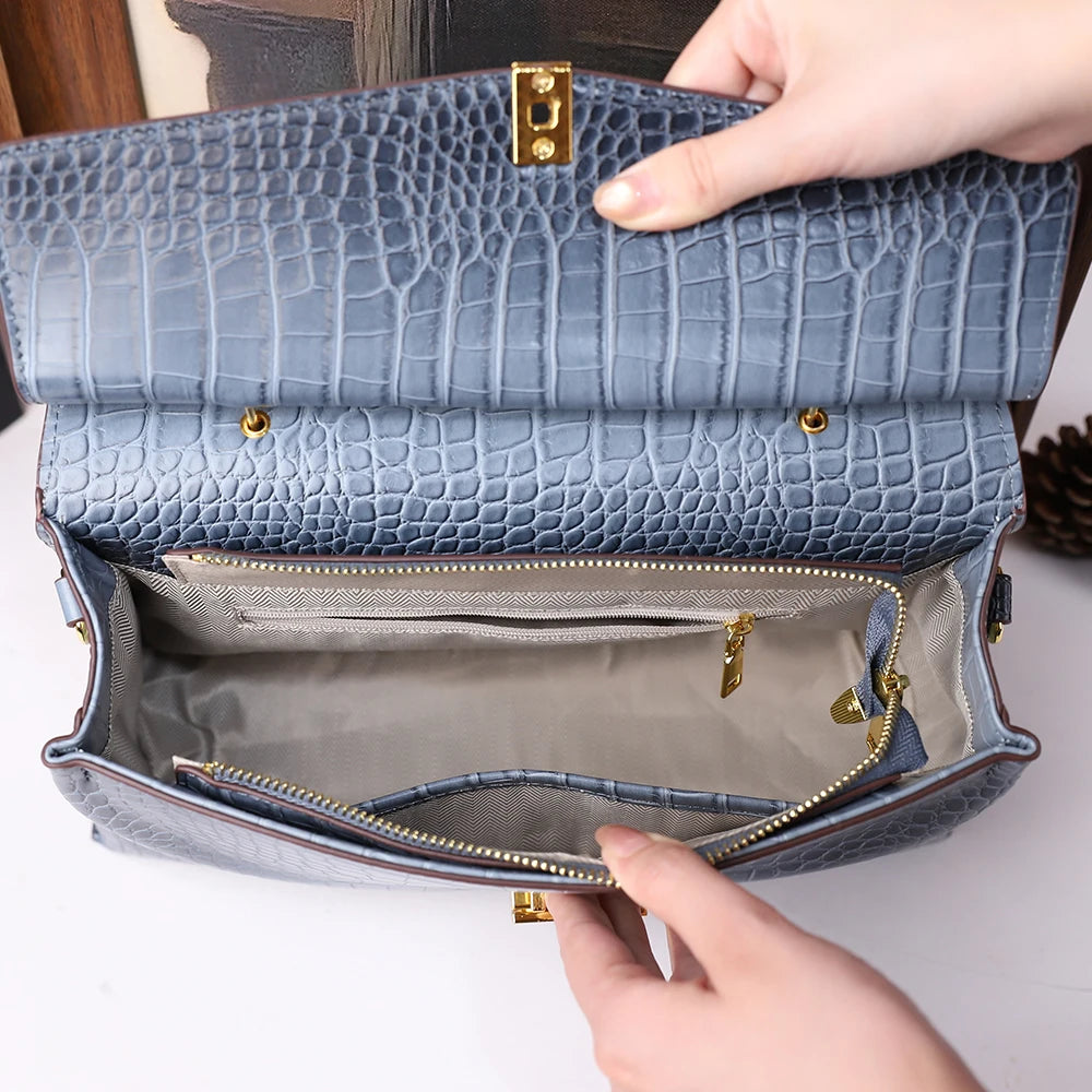 Crocodile Pattern Large Capacity Handbag Vintage Shoulder Bag