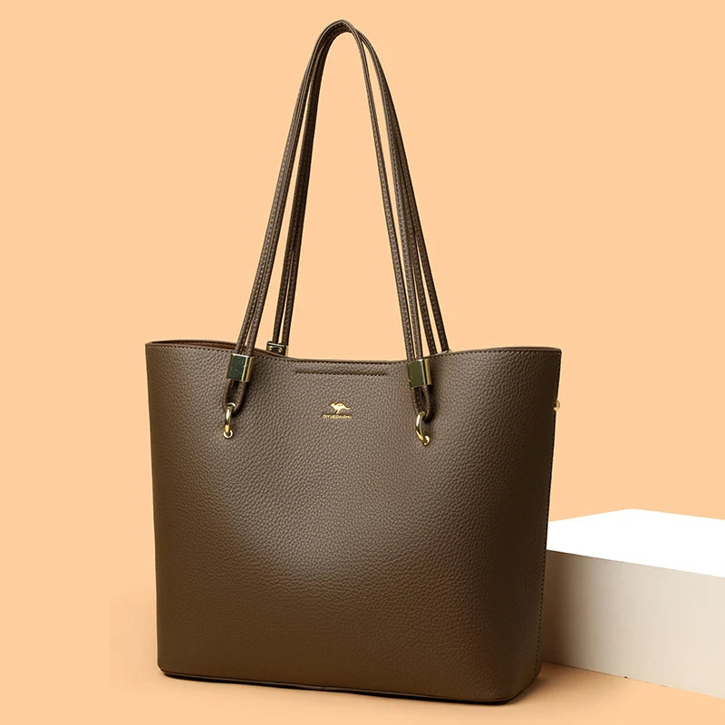 High Quality Brand Solid Color Bag Soft PU Leather Shoulder Bags Large Capacity