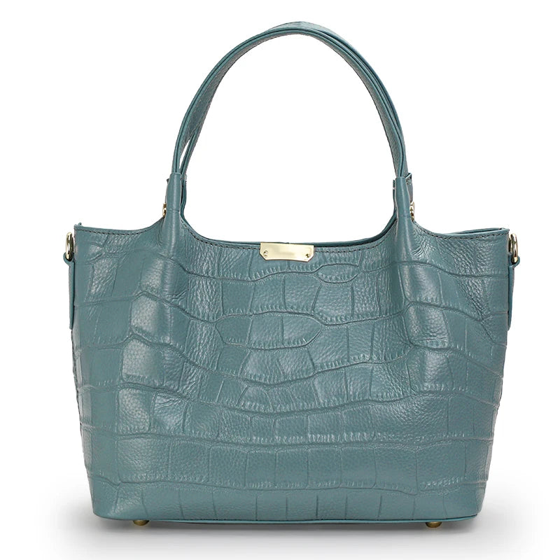 High-quality cowhide handbag crocodile pattern with large capacity