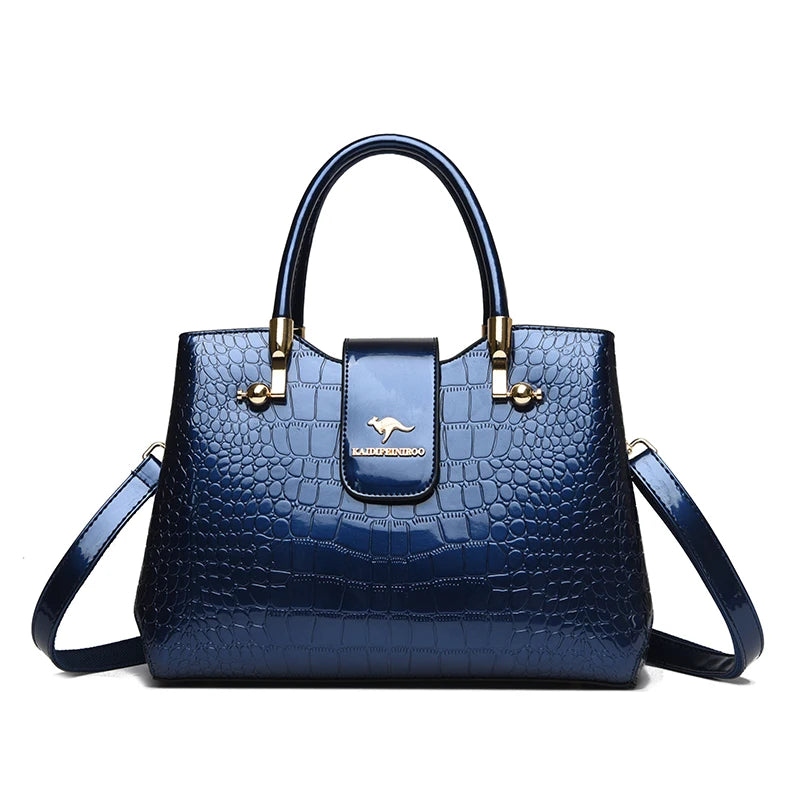 Casual Tote Bag Oil PU Leather Handbag Crossbody Bag