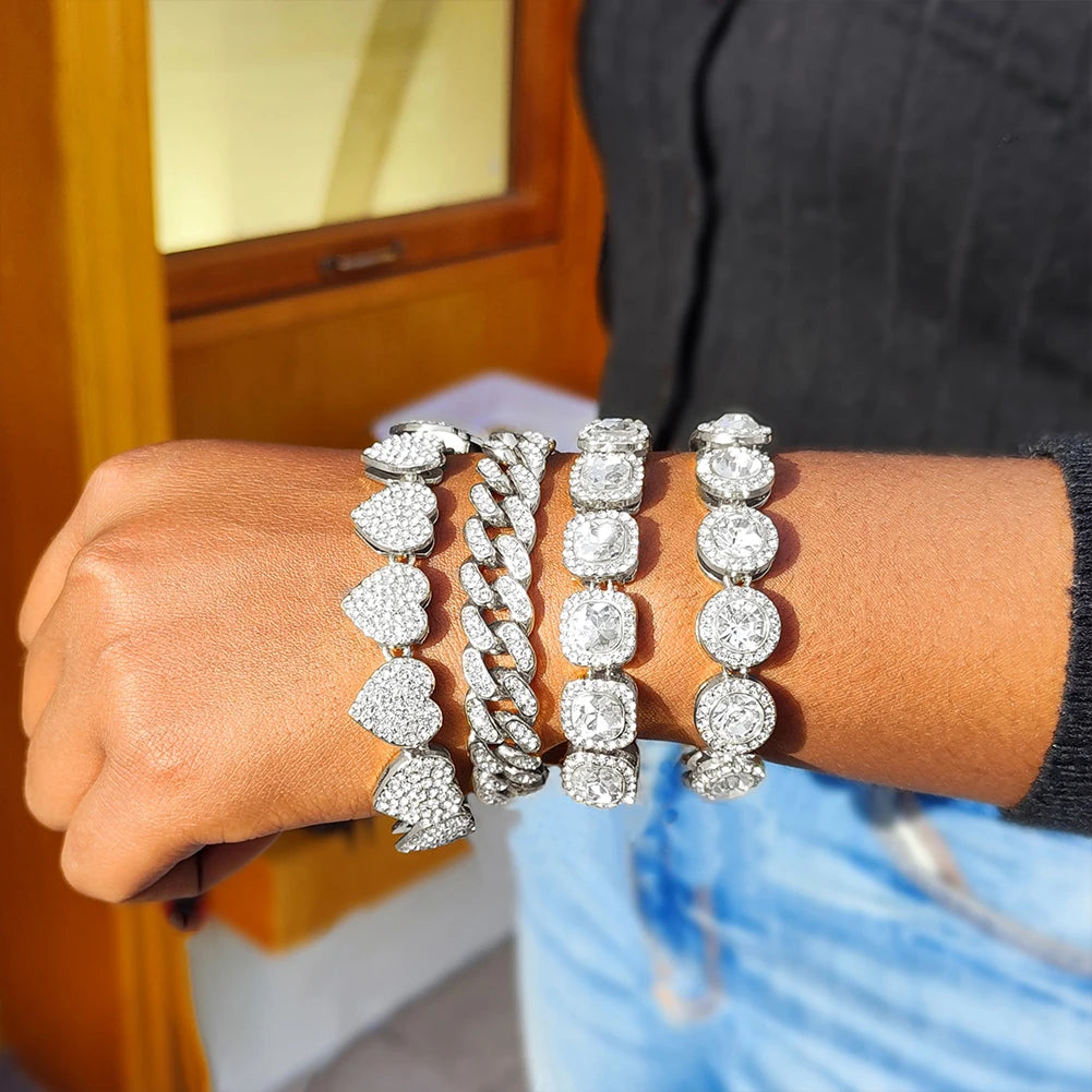 Iced Out Pink Crystal Bracelet Jewelry