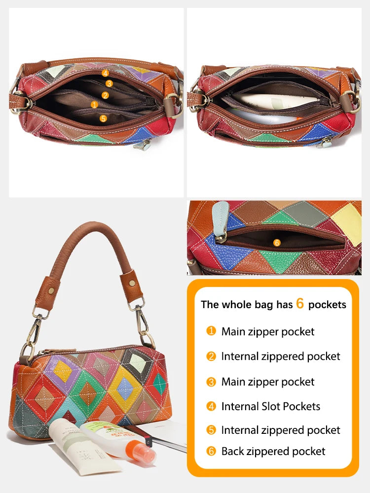 Patchwork Multi-Color Shoulder Bag Crossbody Satchel