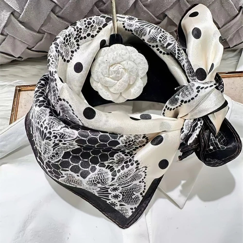100% Silk Small Square Scarf Neckerchief for Women