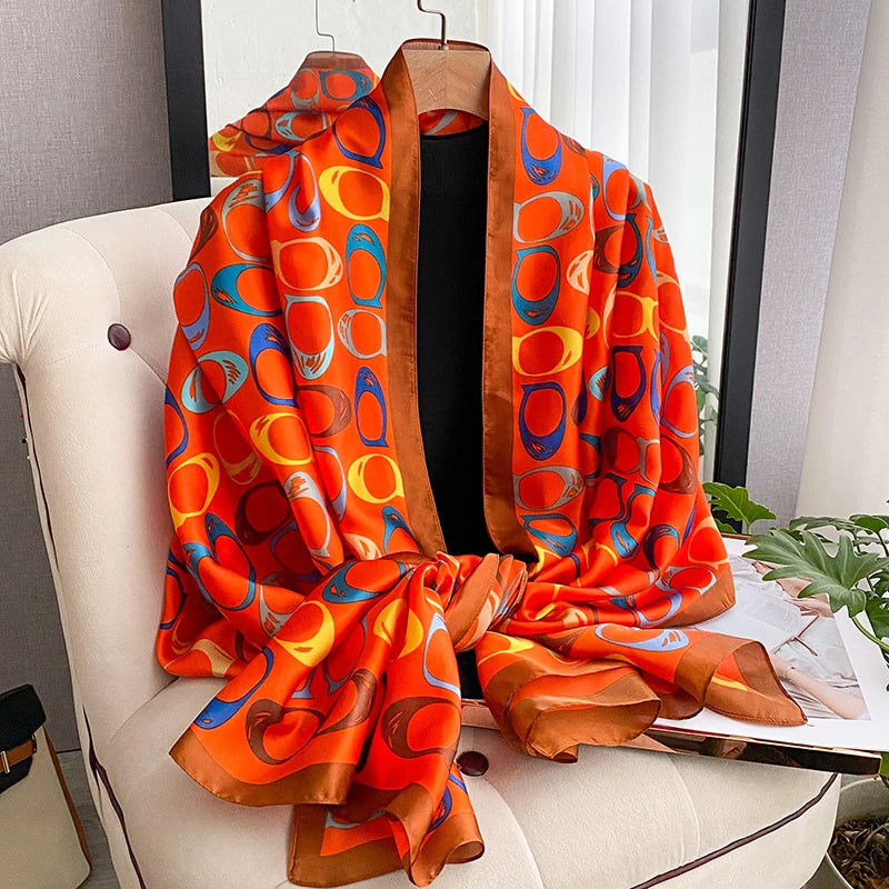 Luxury Summer Women 180X90CM Quality Soft Silk Scarves