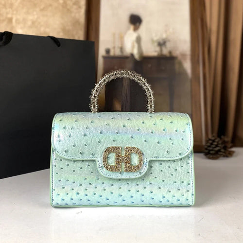Advanced ostrich pattern diamond inlaid handbag fashionable high-end crossbody bag