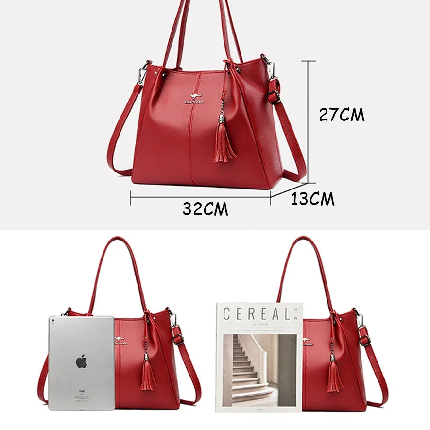 Elegant Cowhide Handbag Luxury Designer Shoulder Crossbody Genuine Leather Bag