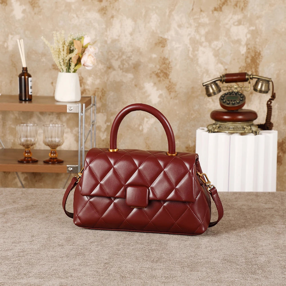 Diamond grid handbag fashionable versatile high-end feel handbag