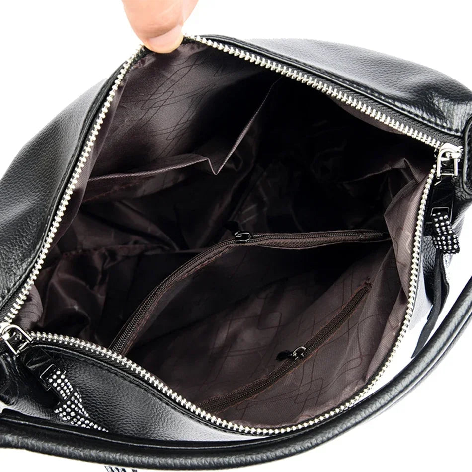 High Quality Leather Shoulder Bag Top-handle Casual Large Capacity Messenger Bag