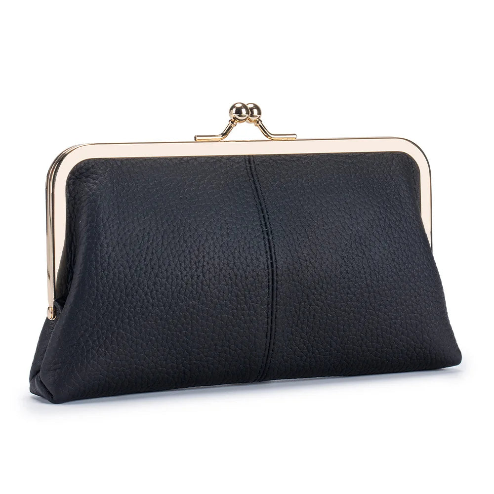 Genuine Cow Leather Long Clutch Wallet Clip Fashion Retro