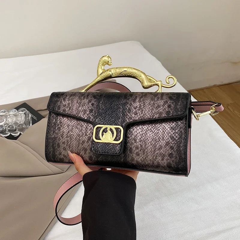 Metal Buckle Fashion Shoulder Bag Luxury Design Handbag