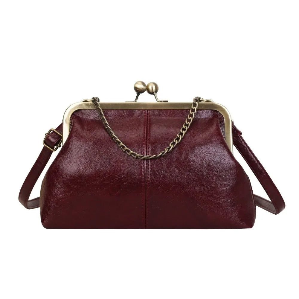 Trendy PU Leather Shell Handbag Retro Style Satchel