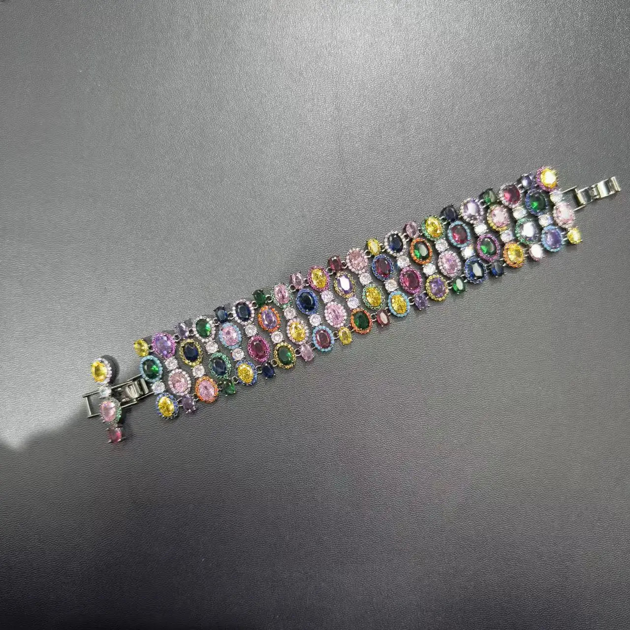 Fashionable Women's Zircon Colorful Bracelet Trendy Jewelry Accessory for Ladies