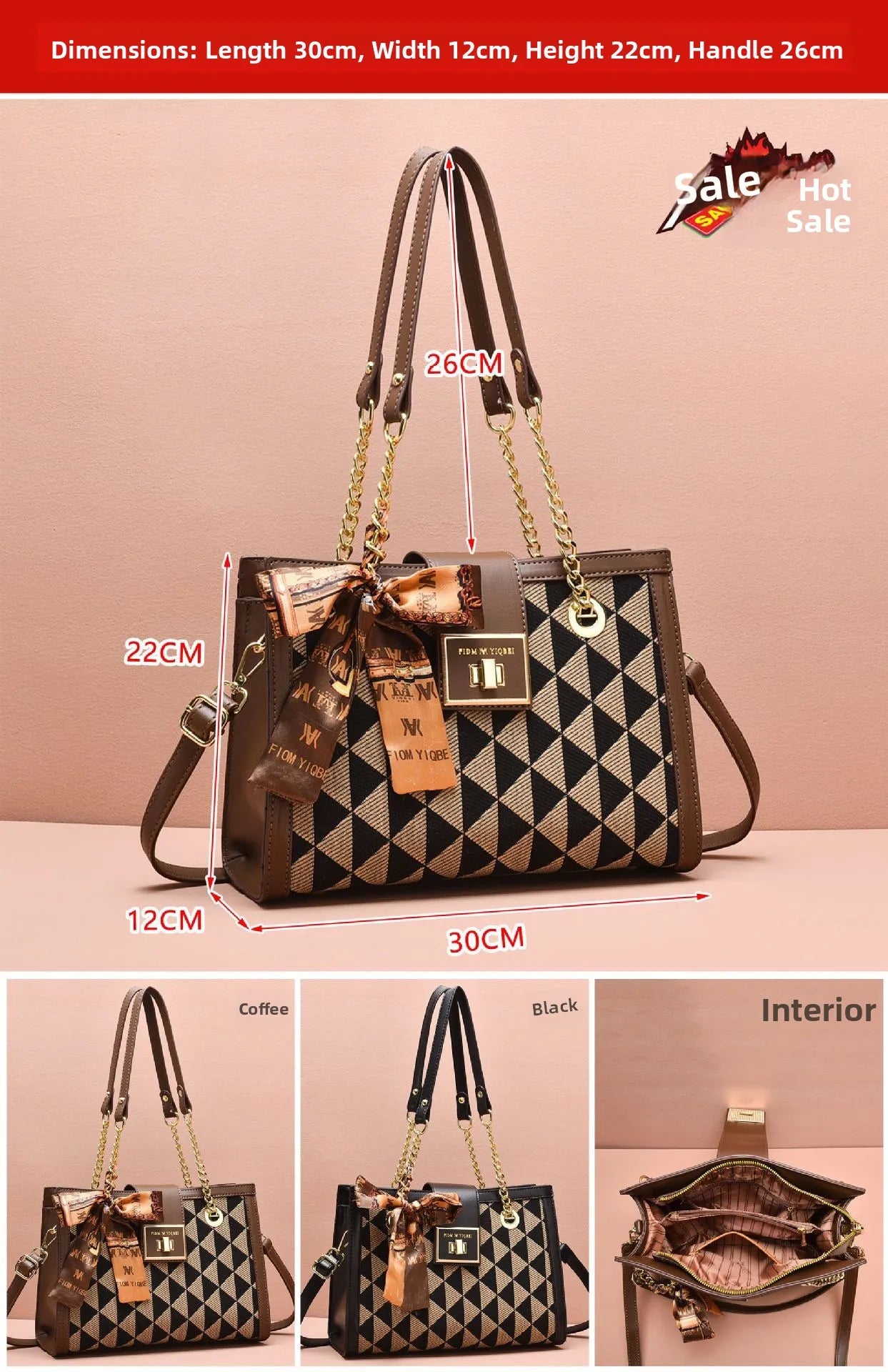 Large Capacity Polyester Crossbody Handbag Fashionable Tote Bag
