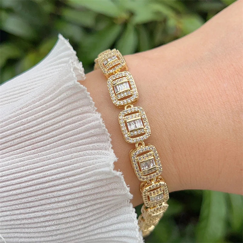 Fashionable Multi Style Copper Plated 18K Gold Zircon Bracelet