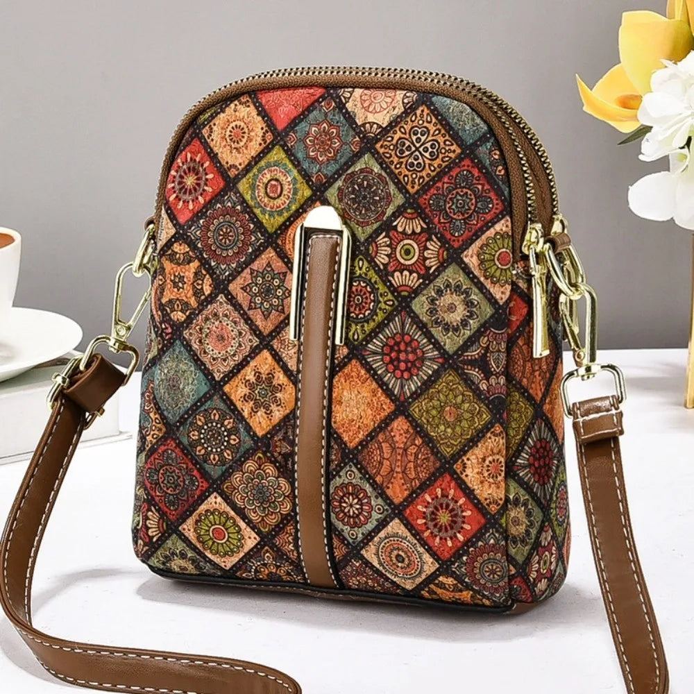Stylish Printed Phone Bag PU Leather Single Shoulder Bag Luxury Versatile Handbag