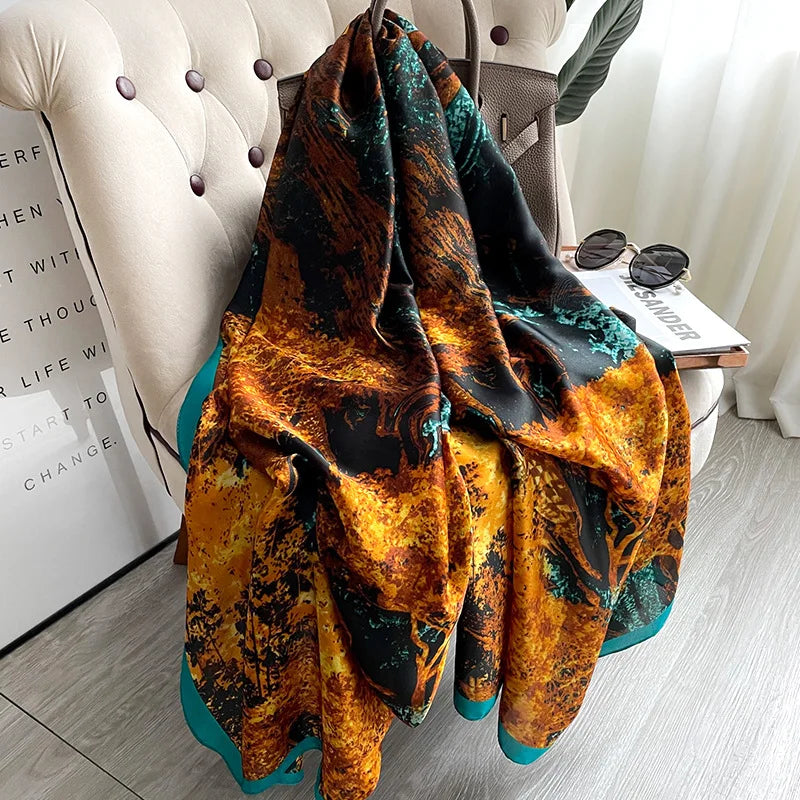 180*90cm Luxury Brand Women Scarf Fashion Print Silk Scarves Summer Shawls Wraps