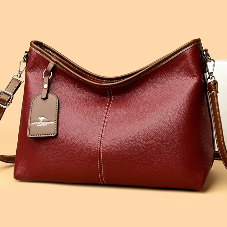 High Quality Soft Pu Leather Shoulder Handbags Color Contrast Crossbody Bag
