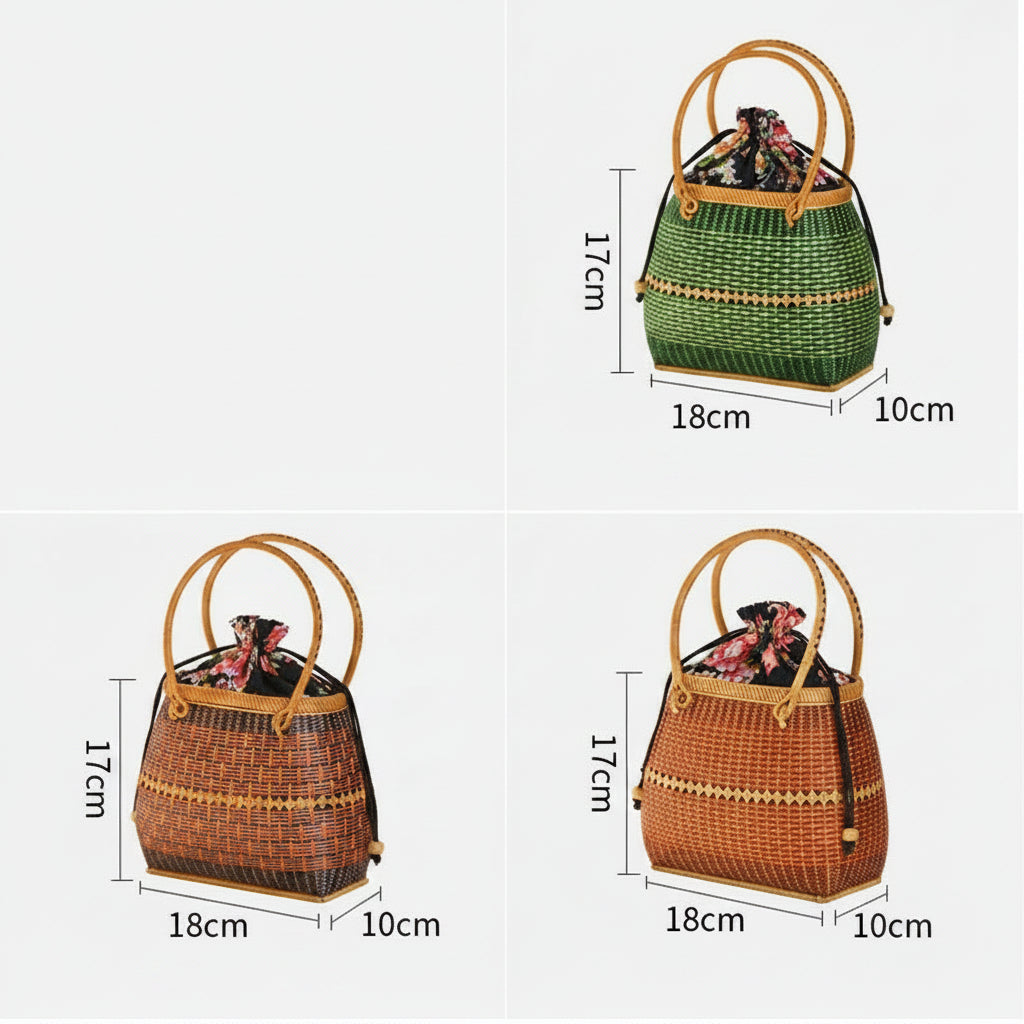 Handmade basket exotic style woven bamboo handbag