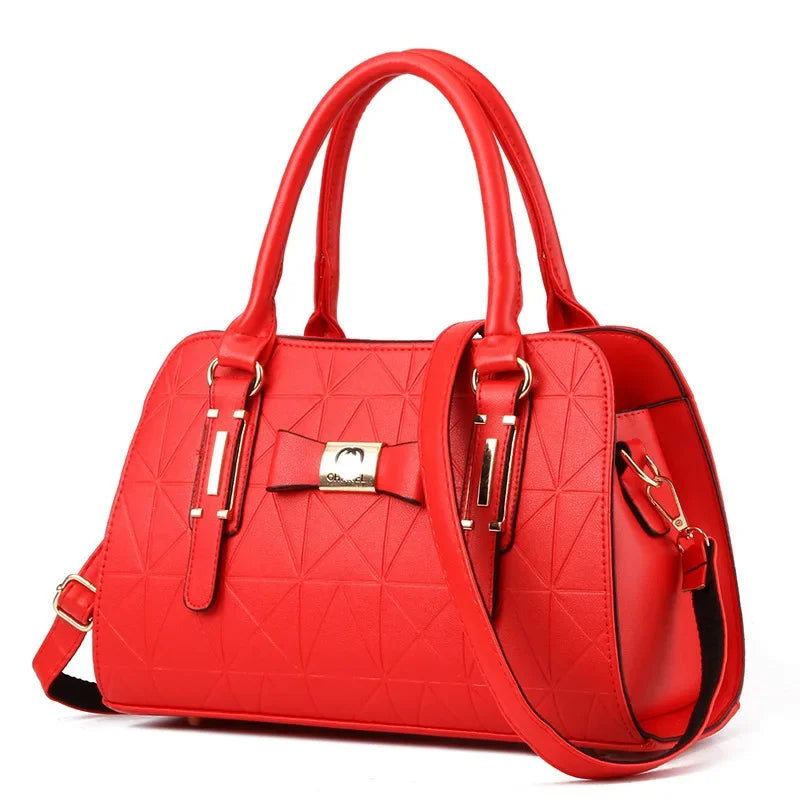 Large Capacity Floral Embossed Butterfly Knot Shoulder Bag