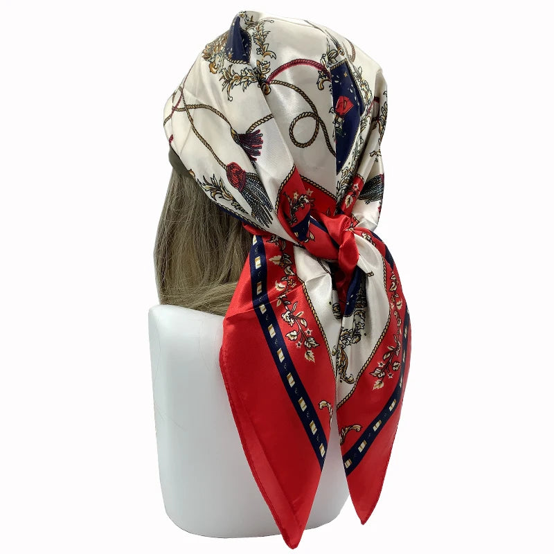 90*90cm Square Silk Scarves Shawls Fashion Print Kerchief Femme Head Scarf