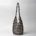 Handmade Beaded Shoulder Bag Hollow-out Wooden Bead Tote Woven Bag Bucket Bag