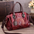 Faux Leather Boston Bag Classic Handbag Vintage Luxury Bag